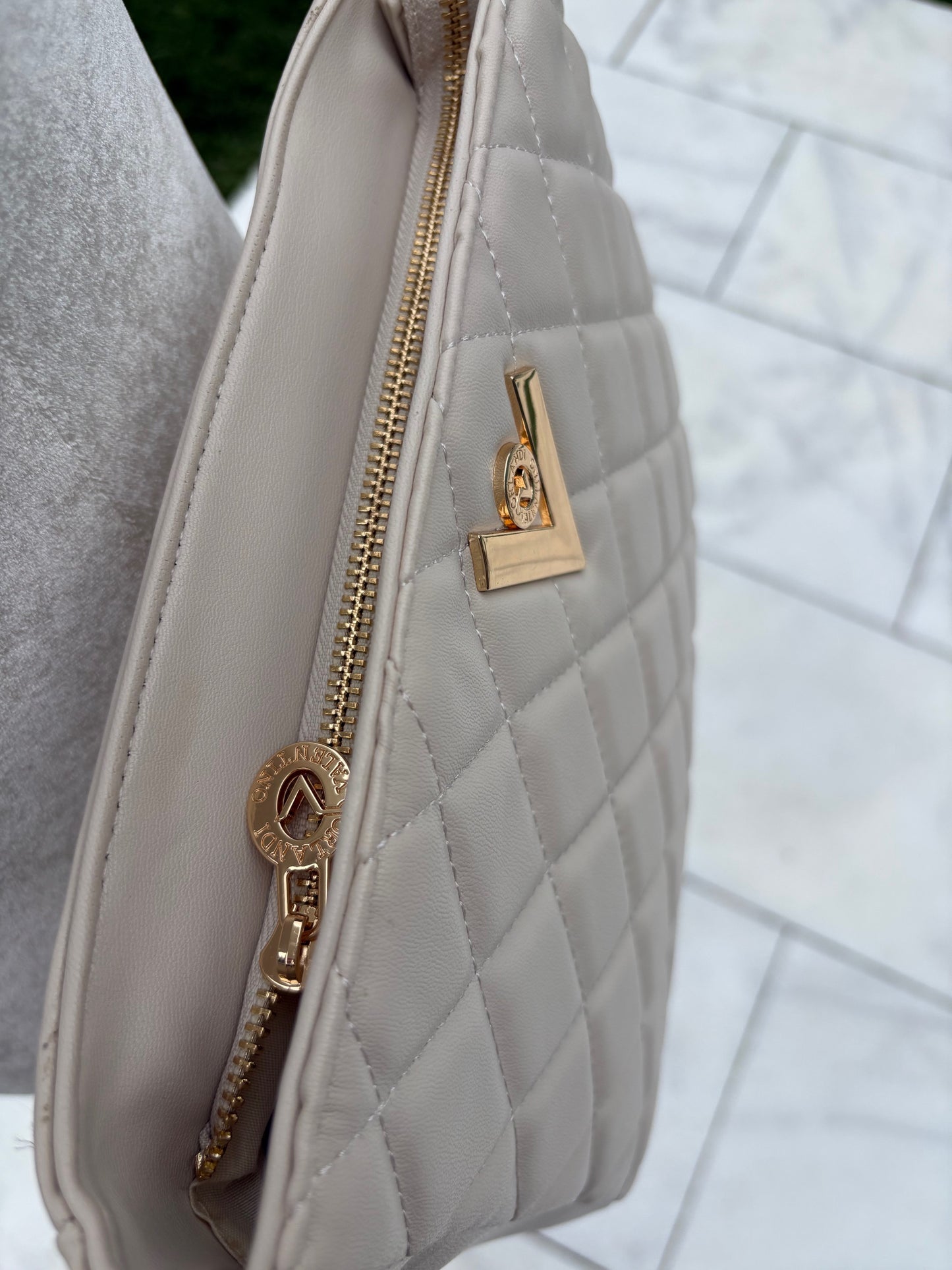Valentino Orlandi “V” Logo Quilted Crossbody Bag