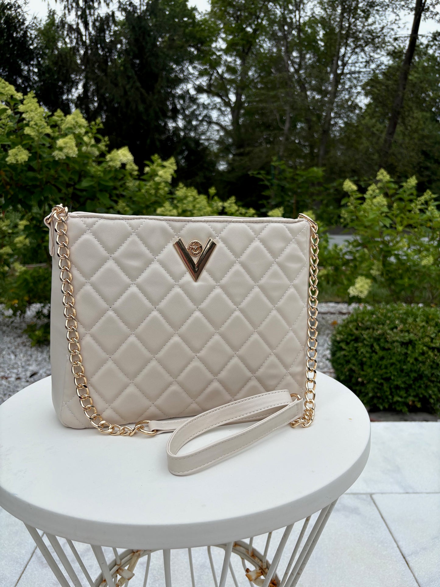 Valentino Orlandi “V” Logo Quilted Crossbody Bag