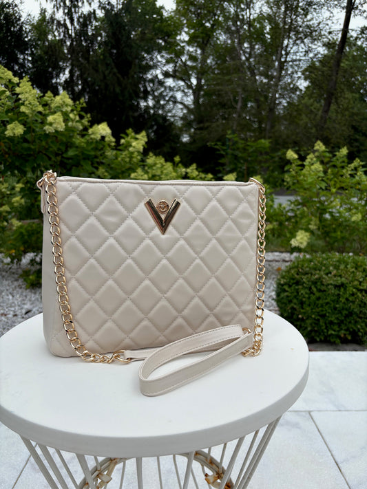 Valentino Orlandi “V” Logo Quilted Crossbody Bag