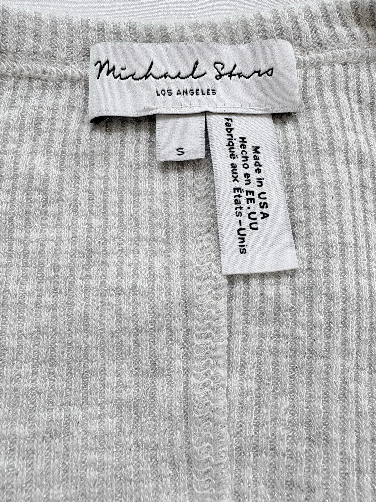 Michael Stars “Shine Rib” Scoop Neck Long Sleeve Top — Heather Sparkle, S Preloved