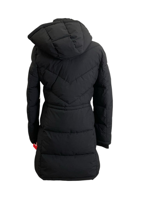 DKNY Black Hooded Long Quilted Puffer Coat Size XS New