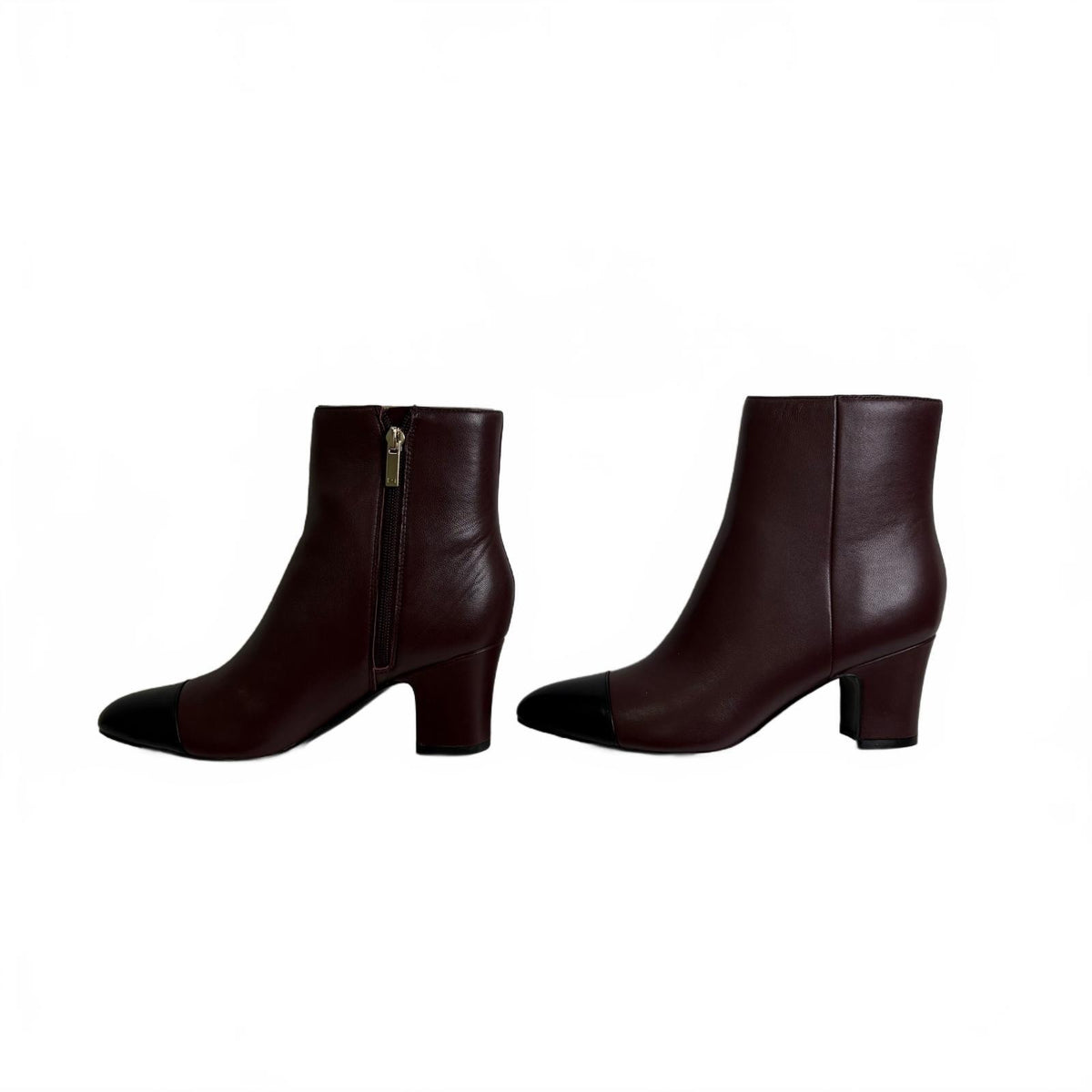 Marc Fisher LTD Yanara3 Cap-Toe Ankle Booties Oxblood & Black Size 6 New