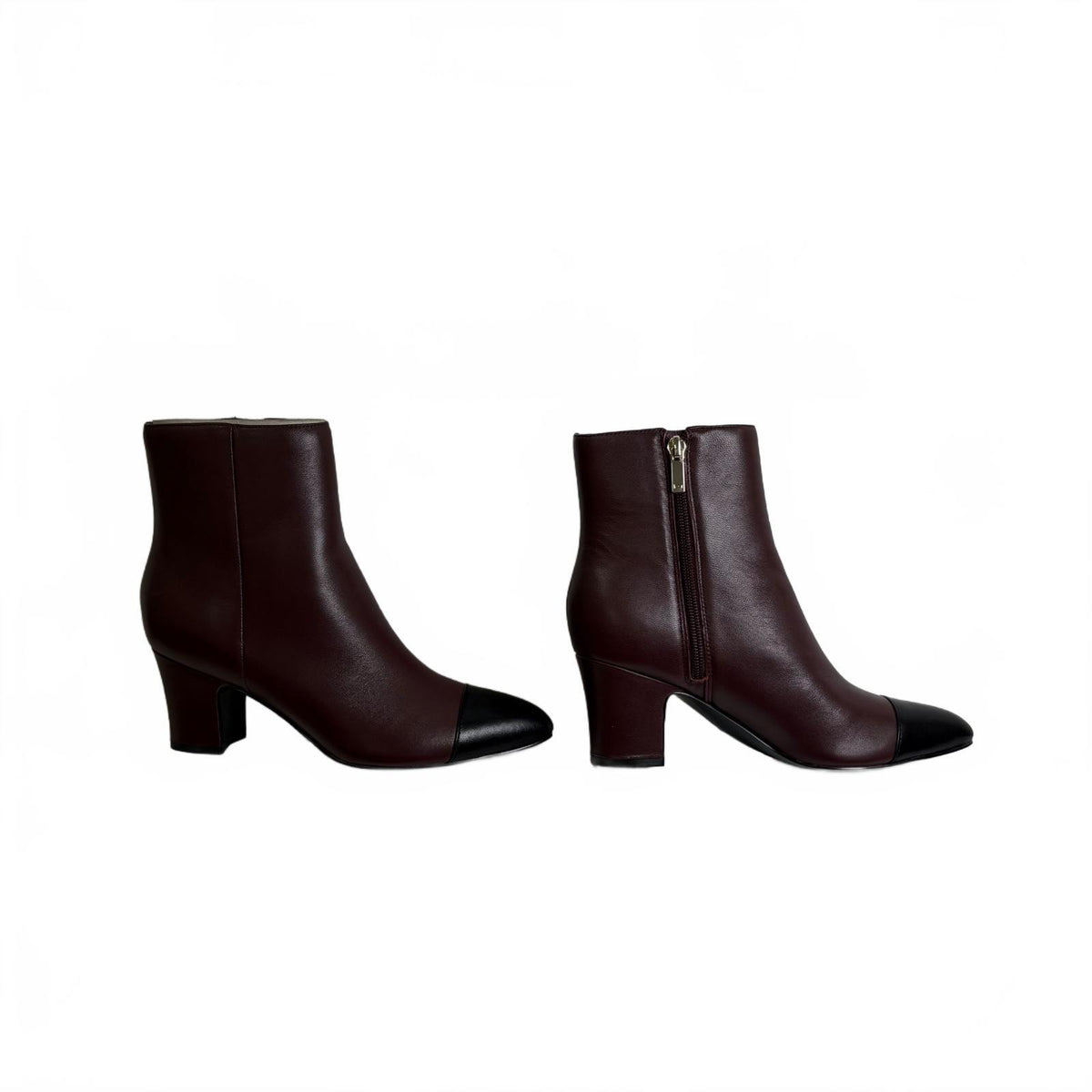 Marc Fisher LTD Yanara3 Cap-Toe Ankle Booties Oxblood & Black Size 6 New