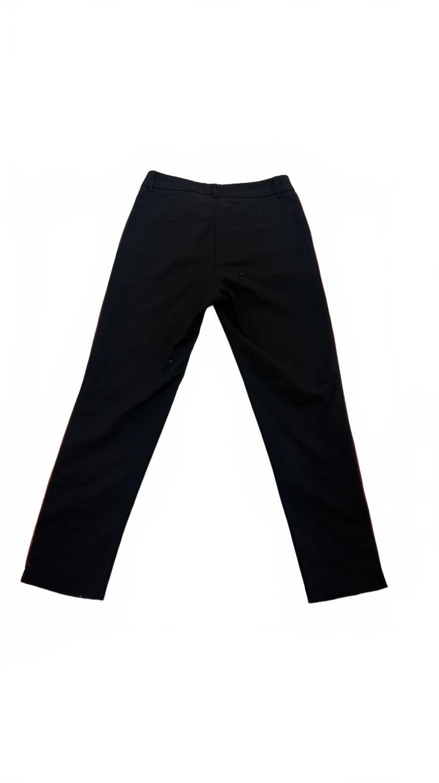 Scotch & Soda Women's Black Trousers Embroidered Side Satin Rose & Star, Size XS