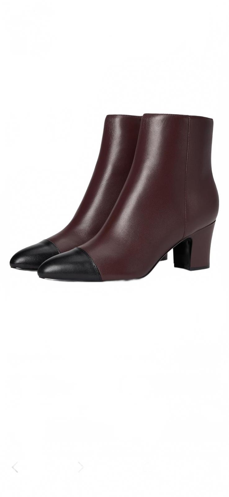 Marc Fisher LTD Yanara3 Cap-Toe Ankle Booties Oxblood & Black Size 6 New