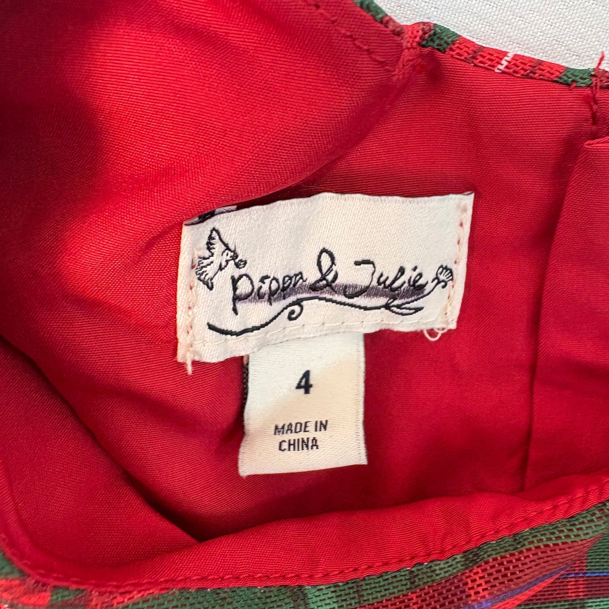 Pippa & Julie Girls' Red and Green Plaid Ruffle Dress with Tulle Underskirt NWOT