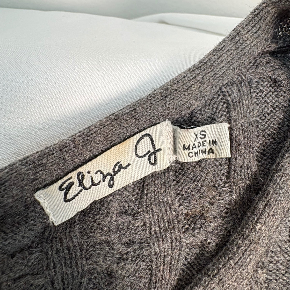 Eliza J Cable Knit Gray Long Sleeve Dress Size XS with Back Zipper Preloved