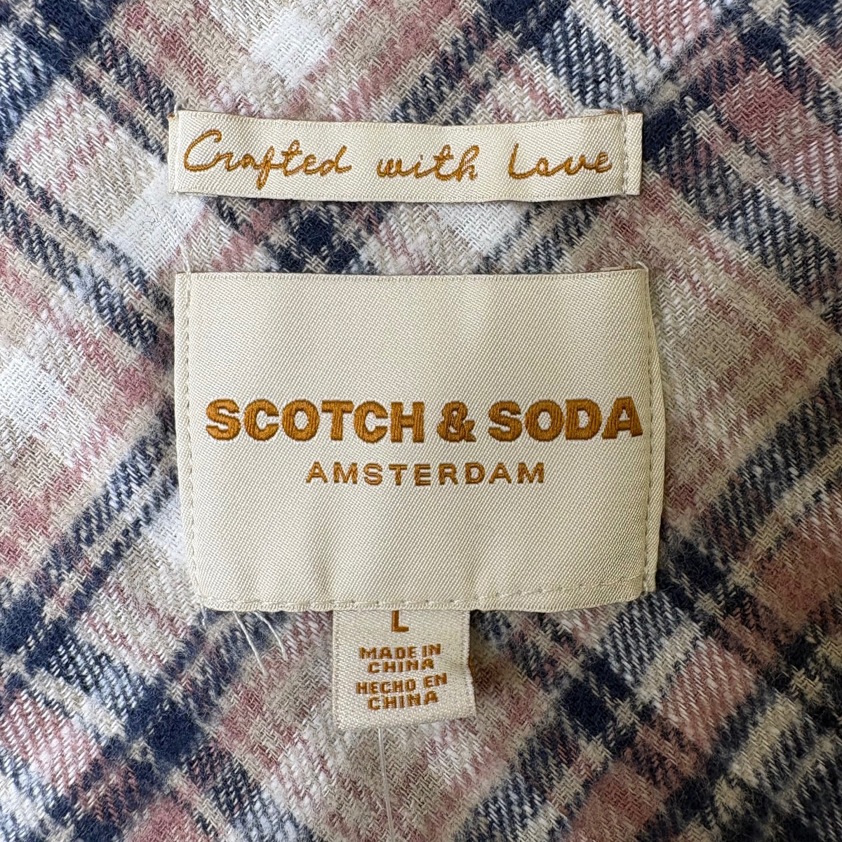Scotch & Soda Women's Flannel Navy Pink & Cream Flannel Button Shirt New