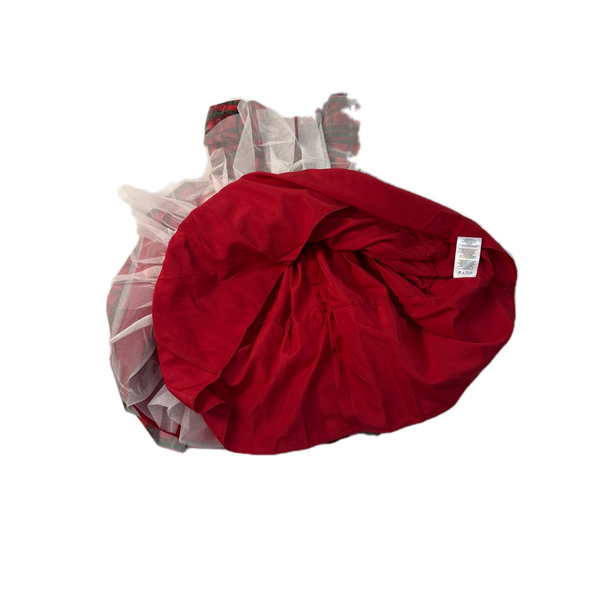 Pippa & Julie Girls' Red and Green Plaid Ruffle Dress with Tulle Underskirt NWOT