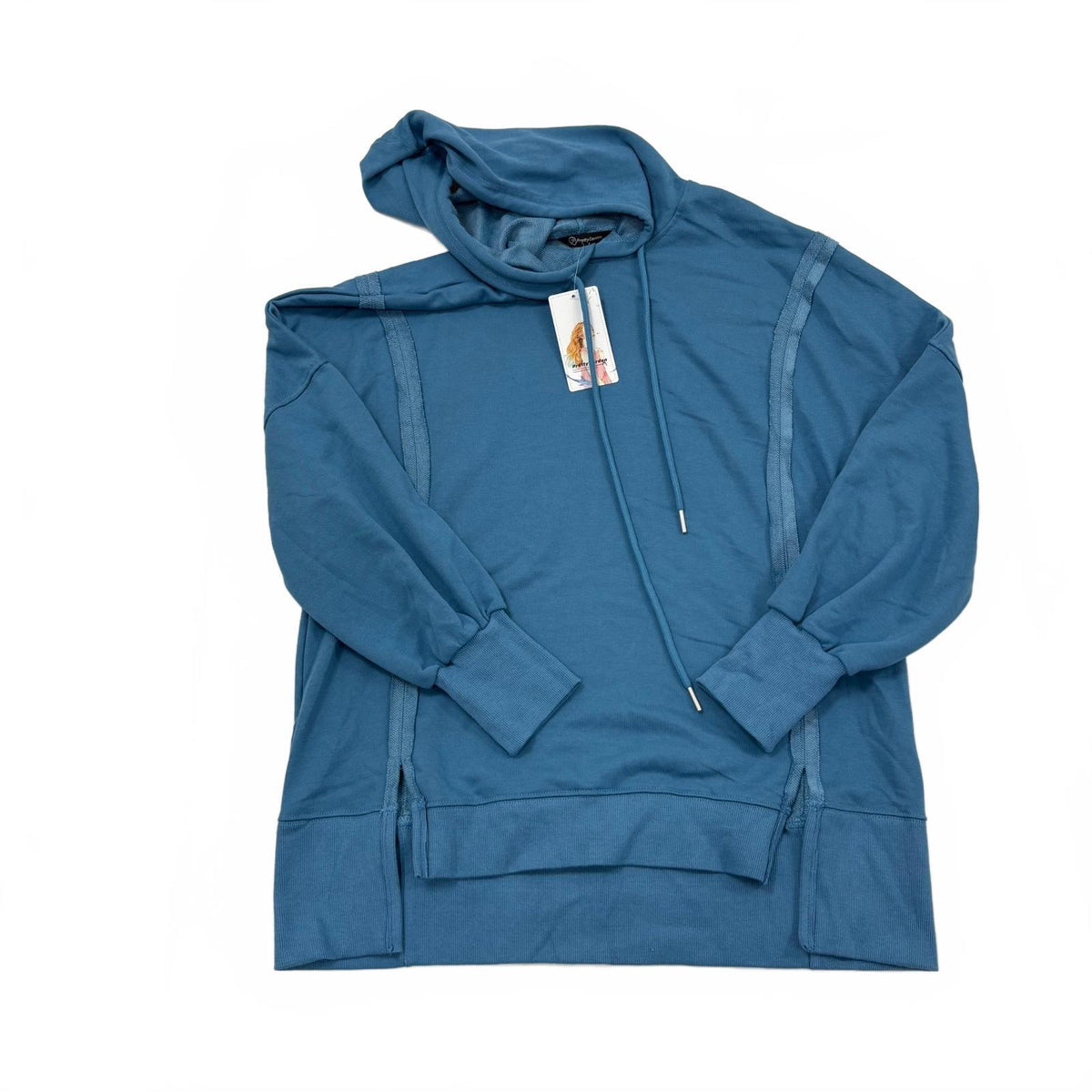 PrettyGarden Women's Blue Hoodie Sweatshirt Size S Polyester Cotton Blend NWT