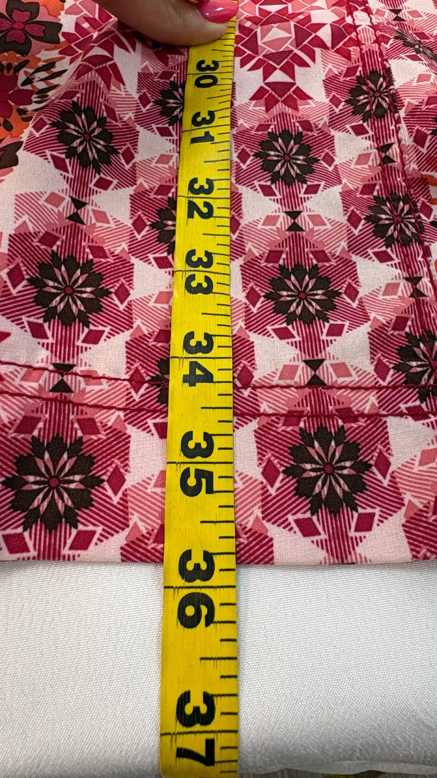 Athleta Women's Size 6 Halter Neck Summer Dress Pink and Red Geometric Pattern Preloved