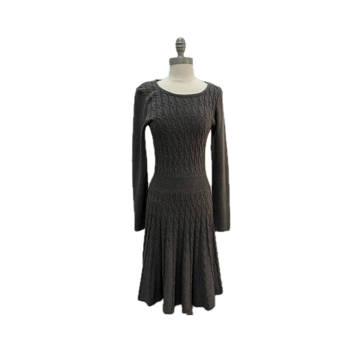 Eliza J Cable Knit Gray Long Sleeve Dress Size XS with Back Zipper Preloved
