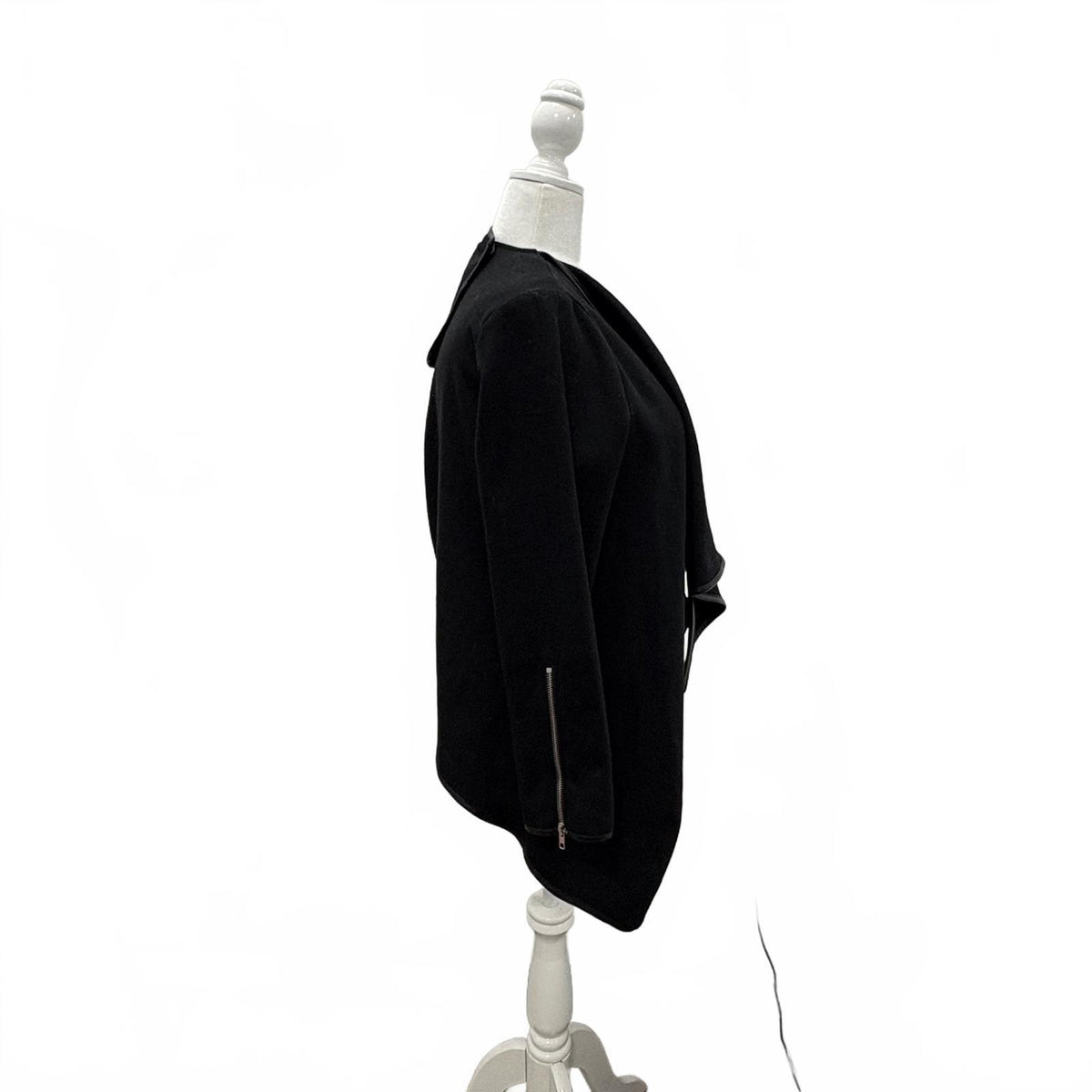 Oshoplive Women's Black Open Front Draped Cardigan Jacket Size M 100% Polyester NWT