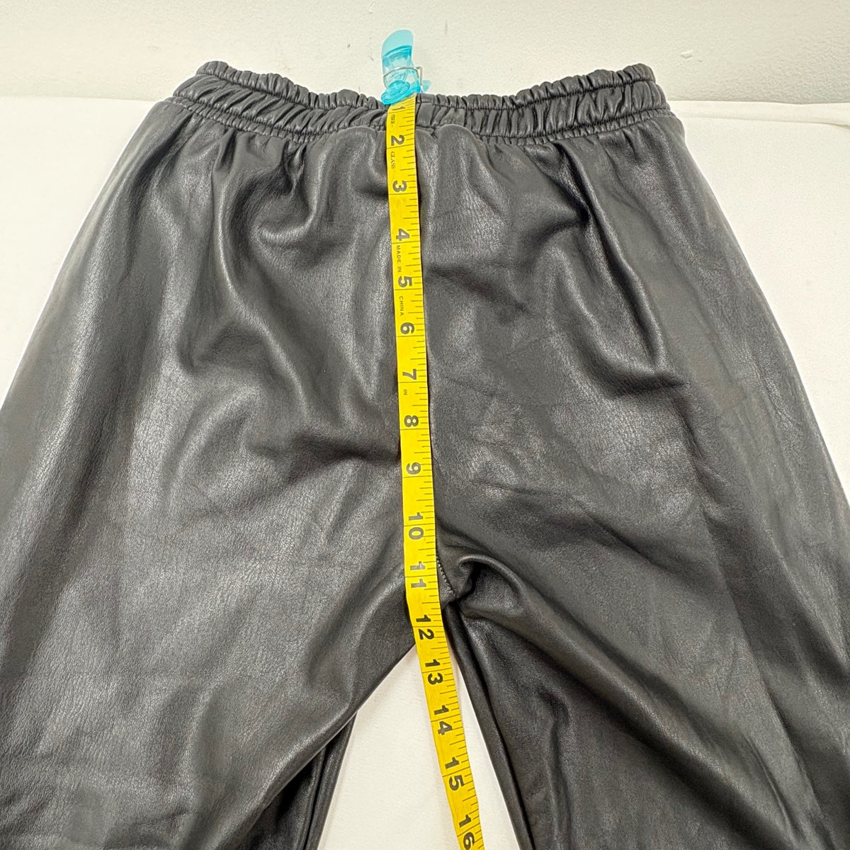 Miss City Women's Black Faux Leather Jogger Pants - Zipper Details Size Medium - Preloved