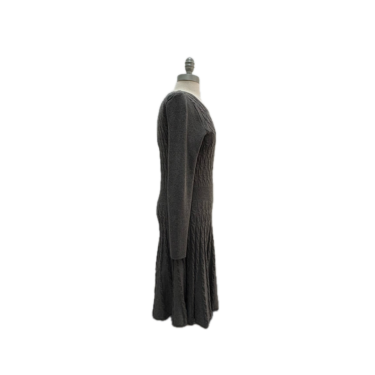 Eliza J Cable Knit Gray Long Sleeve Dress Size XS with Back Zipper Preloved