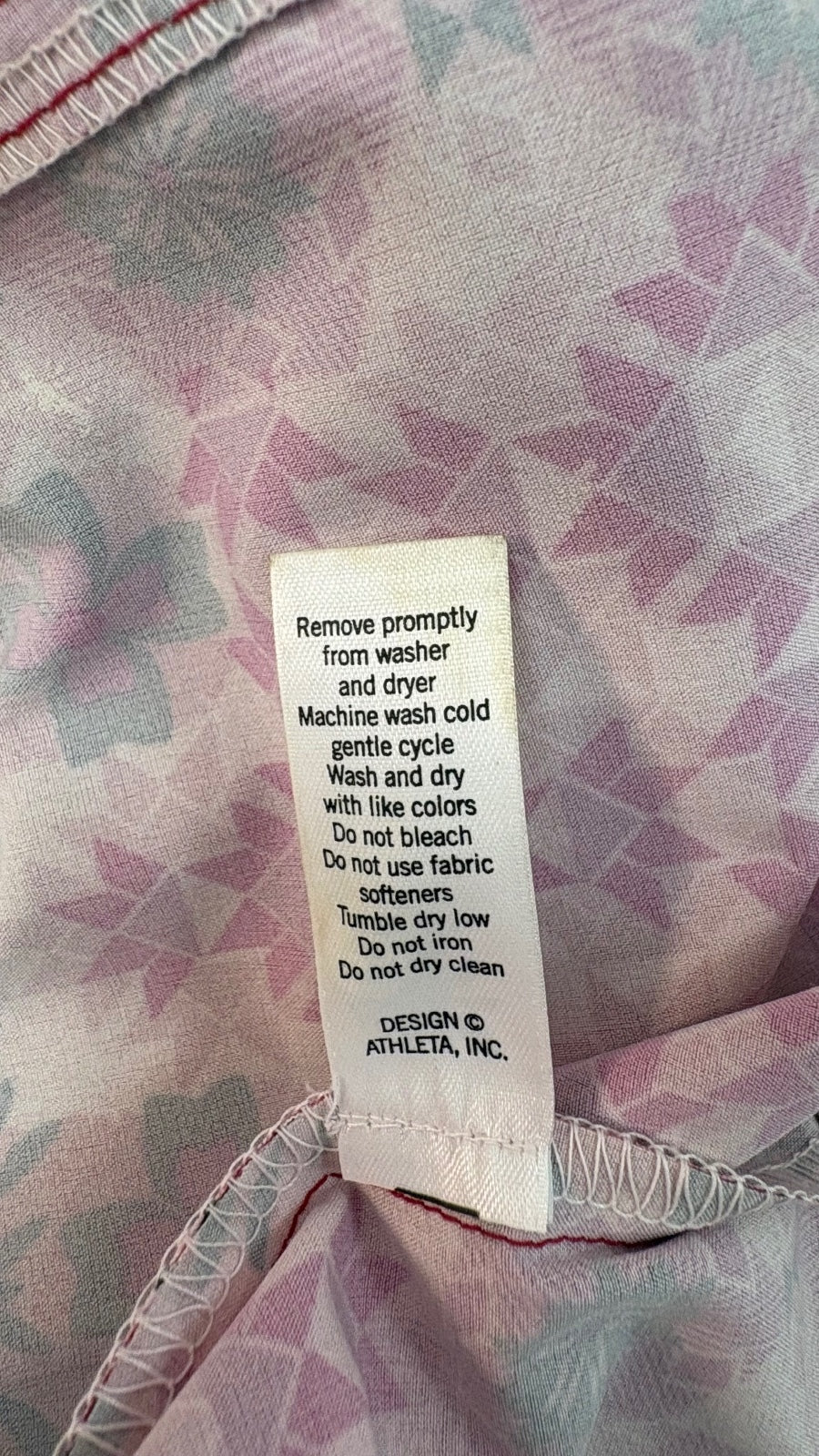 Athleta Women's Size 6 Halter Neck Summer Dress Pink and Red Geometric Pattern Preloved
