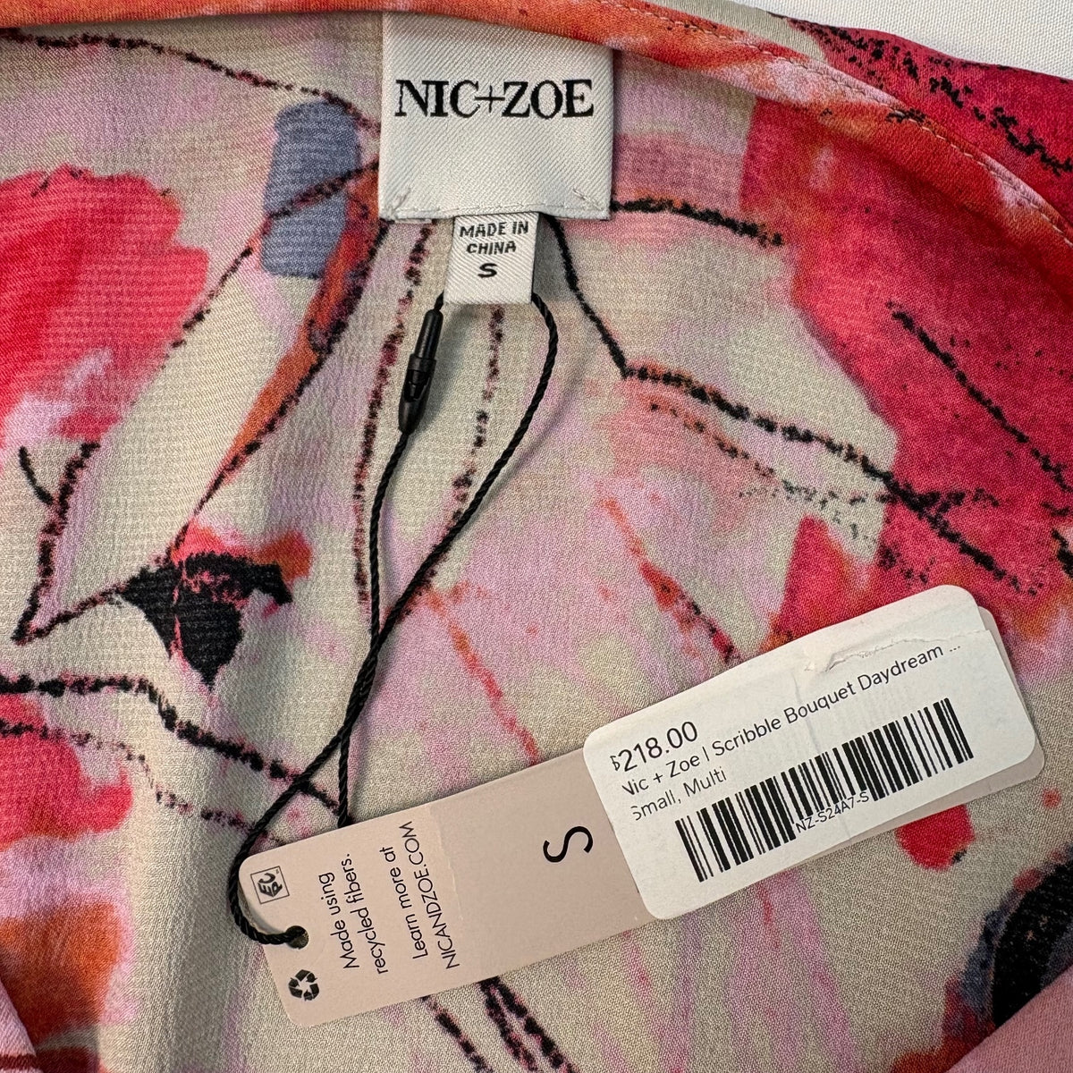 Nic+Zoe Scribble Bouquet Tiered Maxi Dress Size S NWT