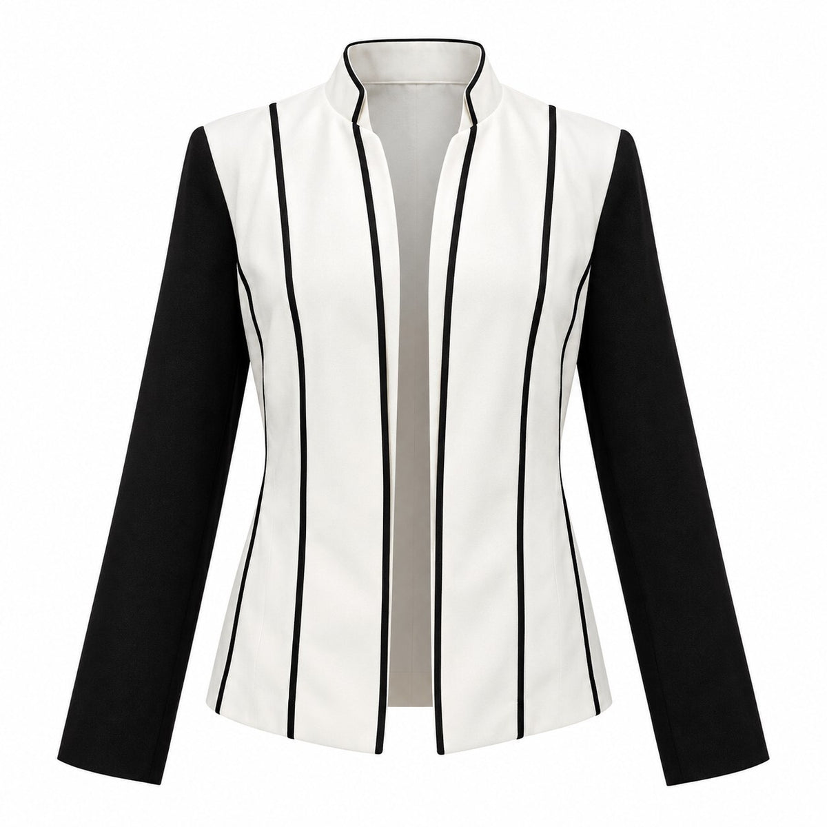 Chico's White and Black Colorblock Open Front Blazer Size 1 (M) Preloved