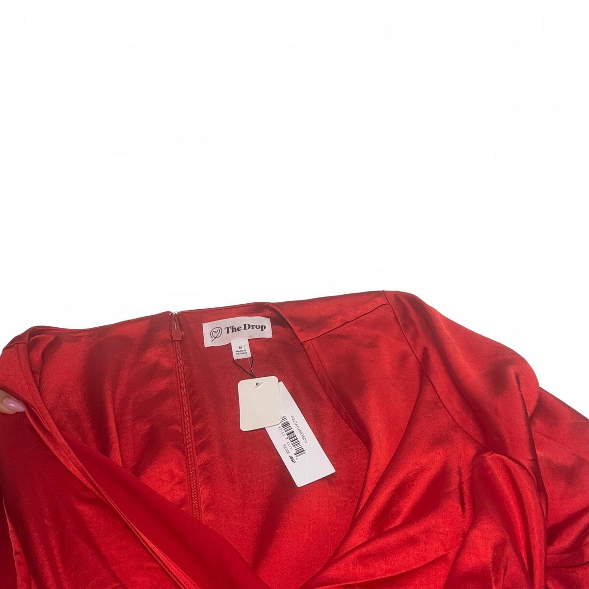 The Drop Red Silky Cut-Out Long Red Dress Size M NWT