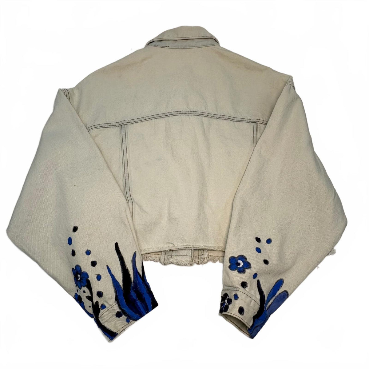 American Bazi Harmony Floral Embroidered Crop Denim Jacket Size Medium Preloved