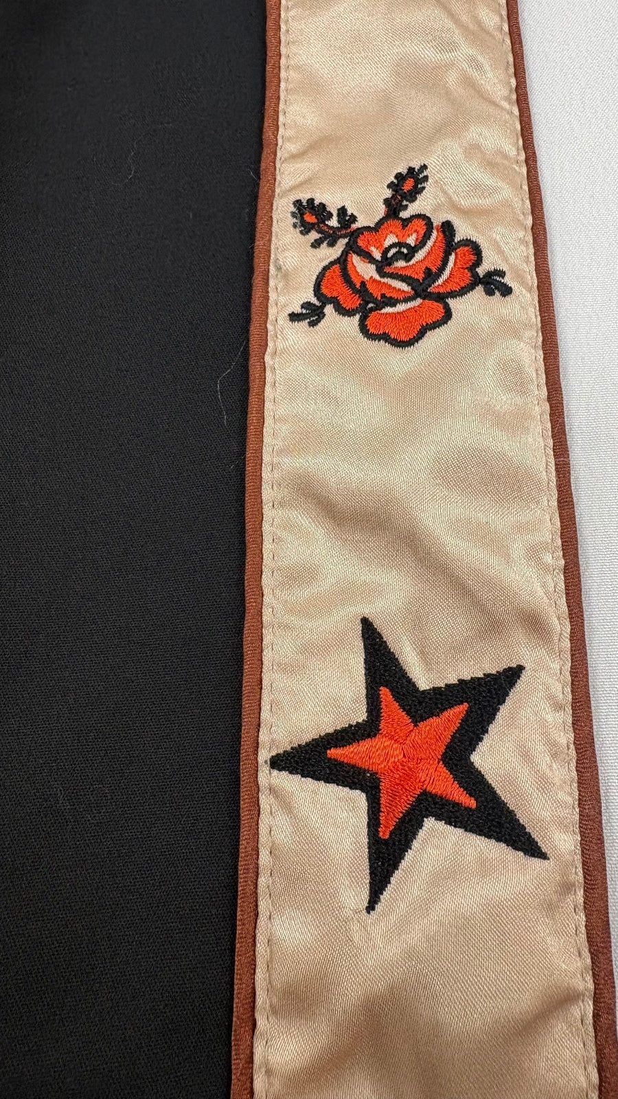 Scotch & Soda Women's Black Trousers Embroidered Side Satin Rose & Star, Size XS
