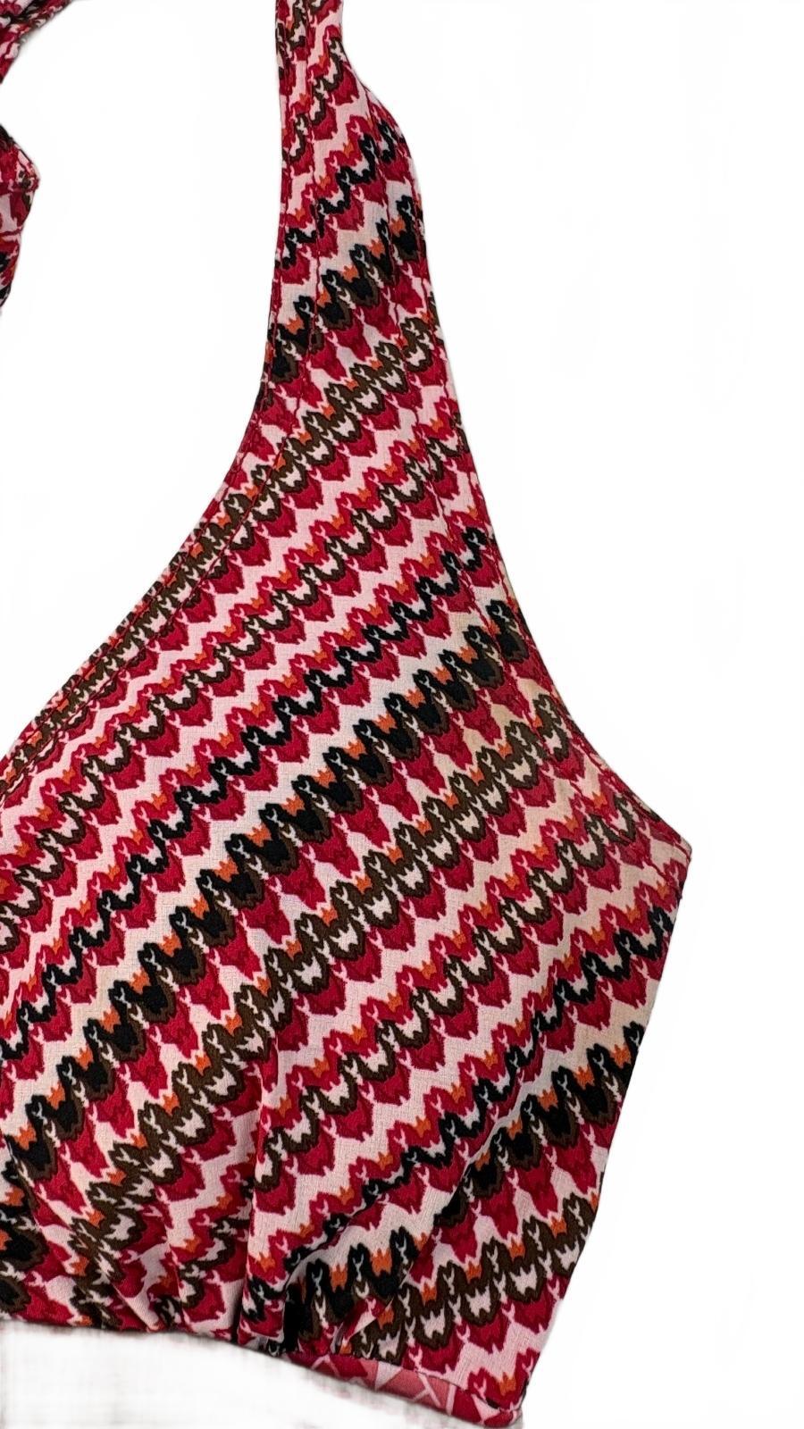 Athleta Women's Size 6 Halter Neck Summer Dress Pink and Red Geometric Pattern Preloved