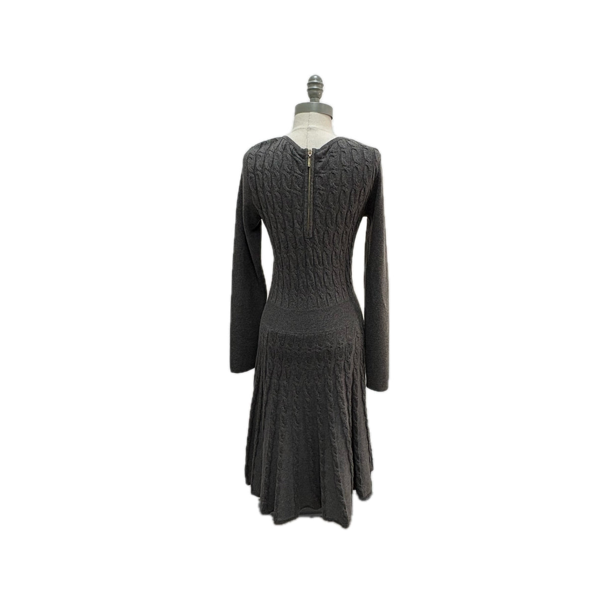 Eliza J Cable Knit Gray Long Sleeve Dress Size XS with Back Zipper Preloved