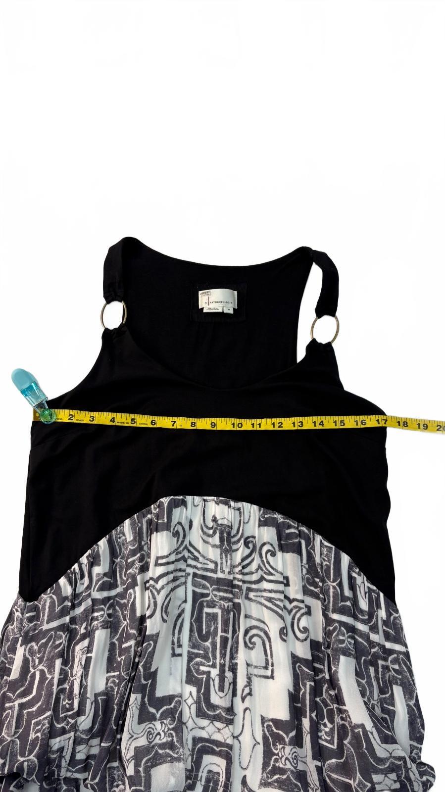 Anthropologie Black and White Patterned Maxi Dress with Ring Strap Detail Size M Preloved