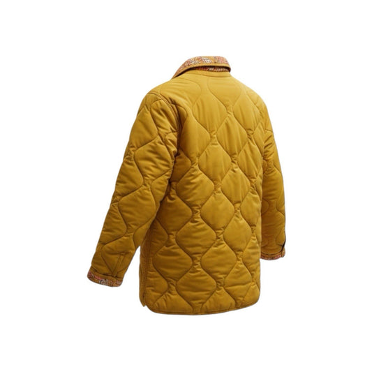 Isaac Mizrahi Live Reversible Quilted Barn Jacket Rich Mustard Floral Size US-M Preloved