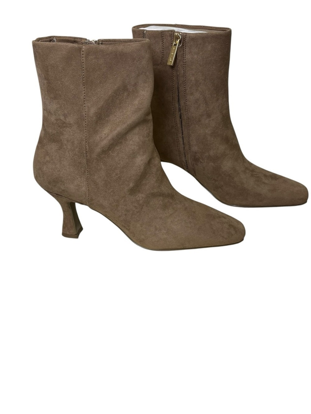 Anne Klein Pablo Suede Kitten Heel Ankle Boots Truffle Brown Sz 9.5 New