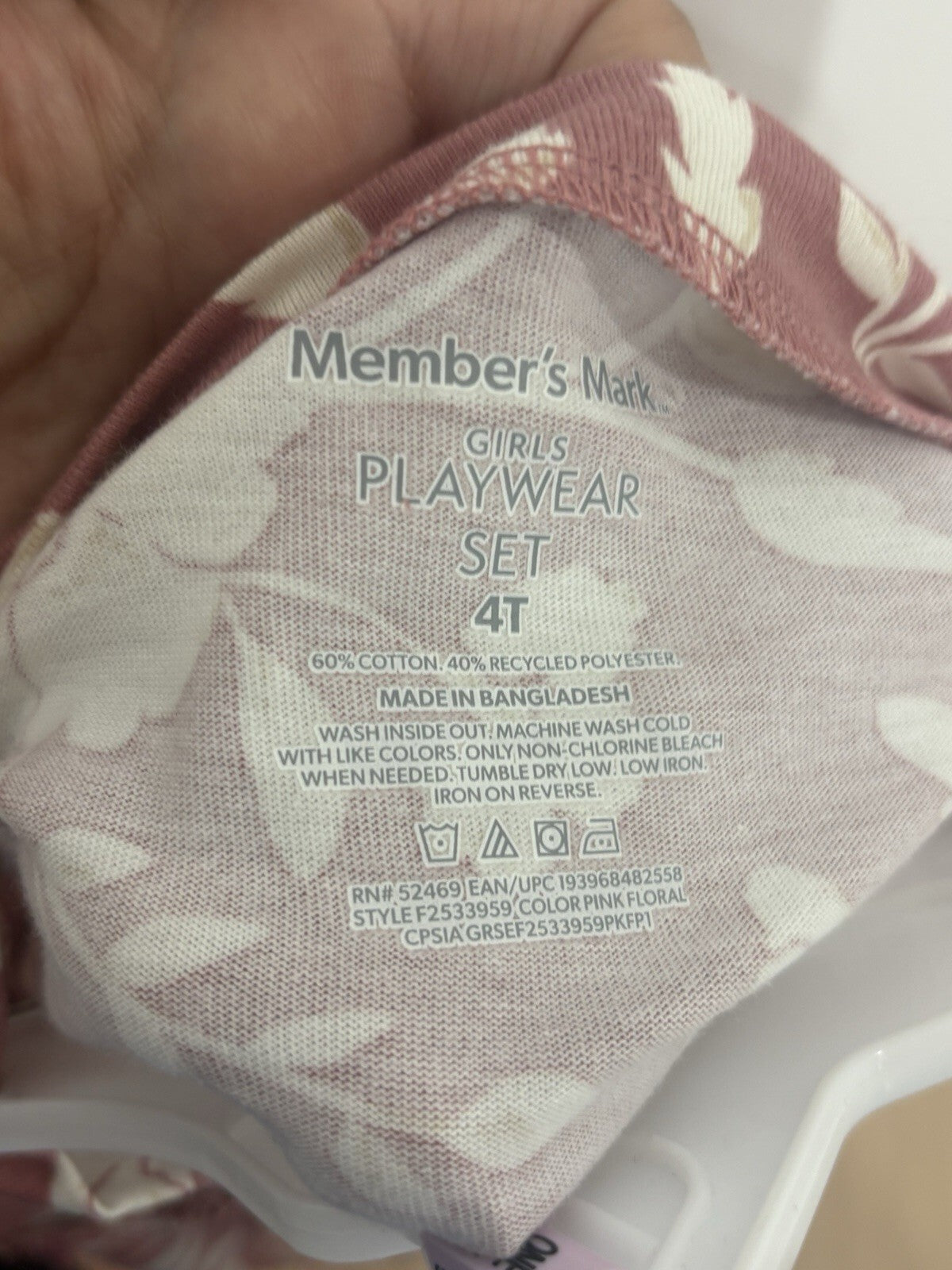 Member’s Mark Girls Sz 4T Pink Floral Top Leggings Set NWT