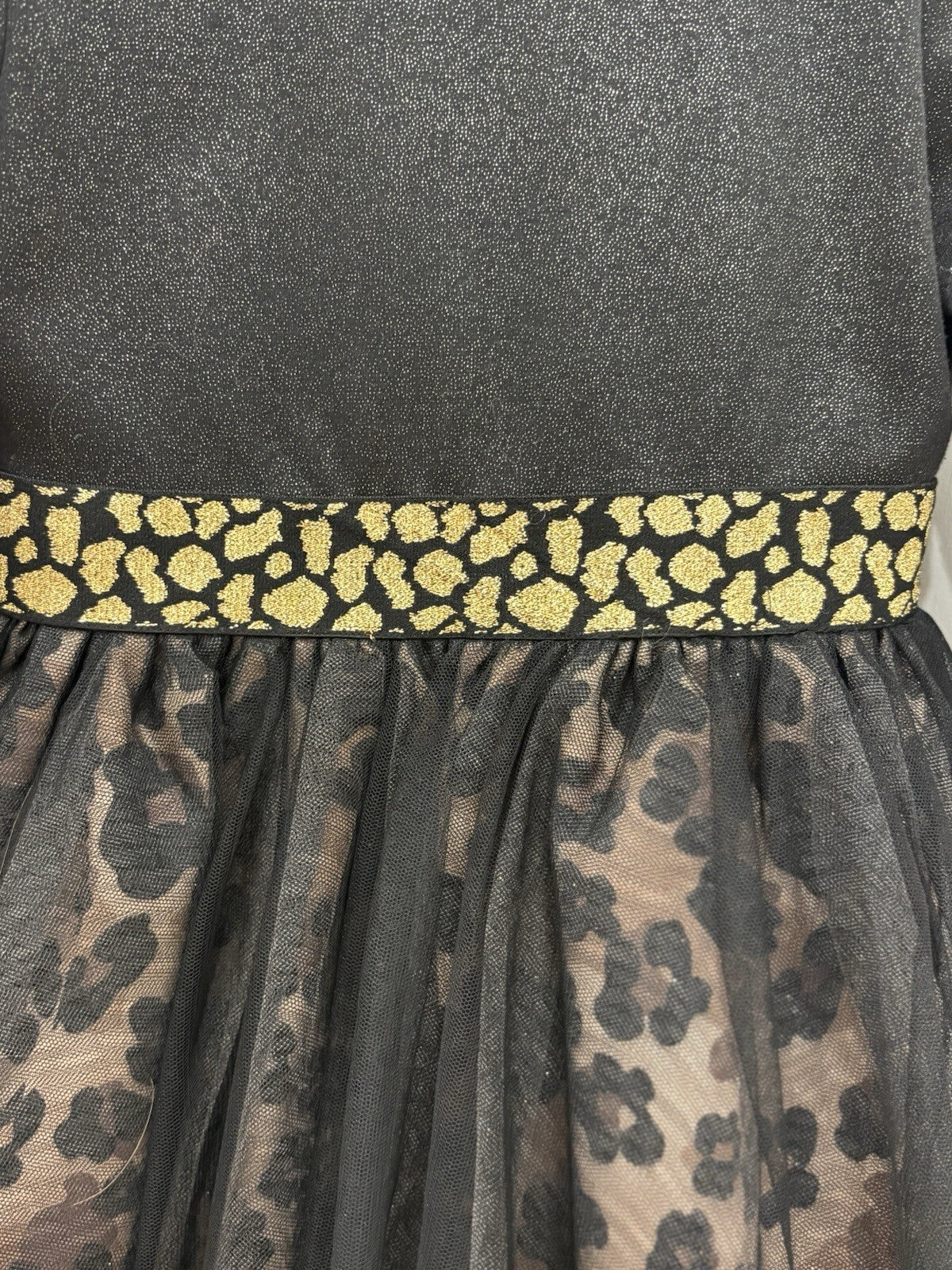 Angels by Us Angels Girls Sz S Black Glitter Leopard Tulle Party Dress Preloved