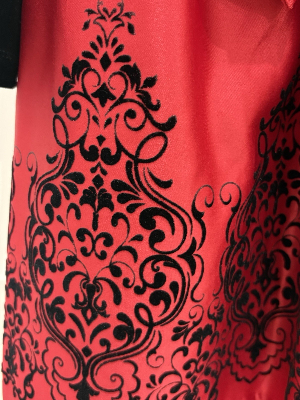 Rare Editions Girls Sz 5 Black Velvet Red Damask Bow Holiday Christmas Dress Preloved