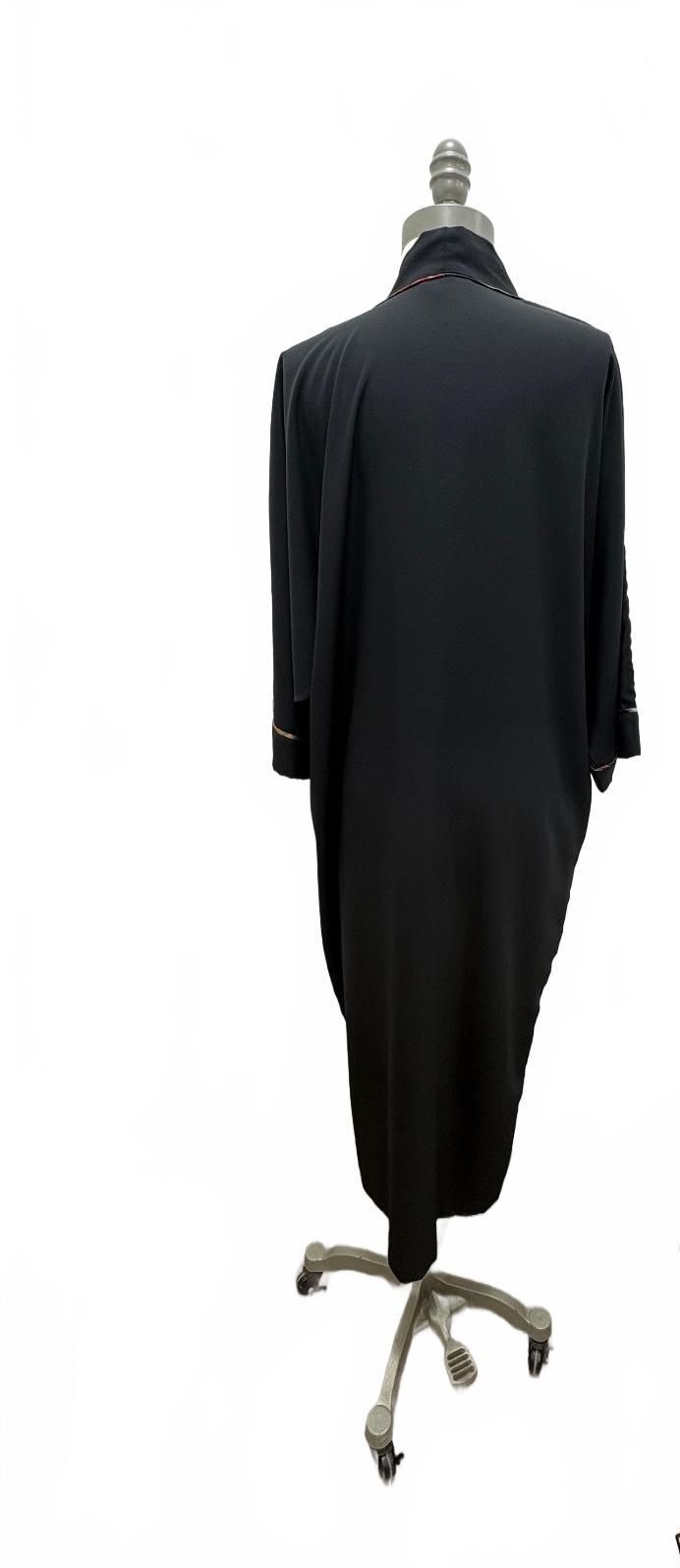 Vintage 80'-90's Josie Petite Black Kimono Style Embroidered Robe Duster OS Preloved