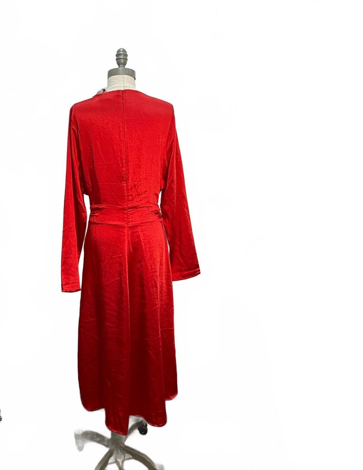 The Drop Red Silky Cut-Out Long Red Dress Size M NWT