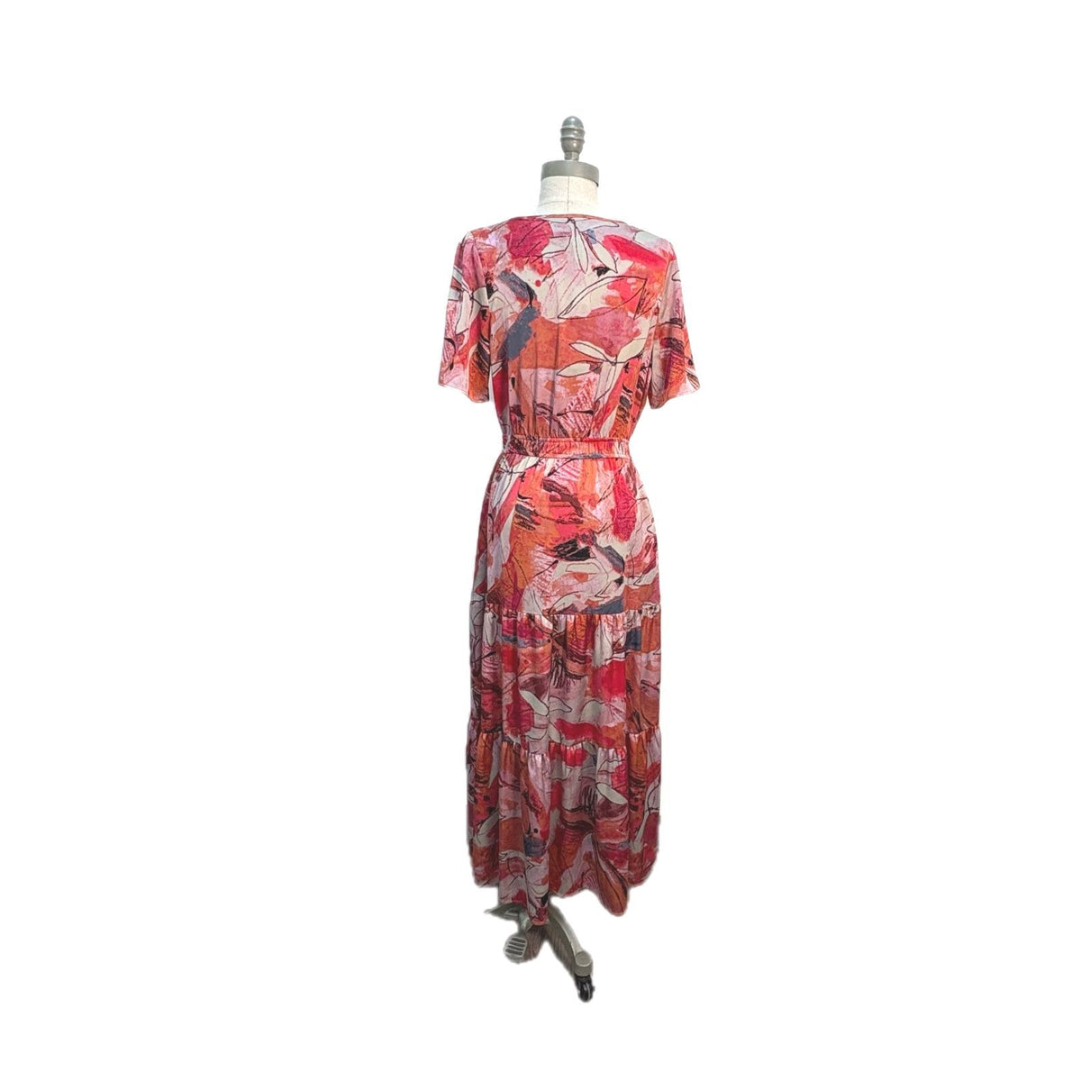 Nic+Zoe Scribble Bouquet Tiered Maxi Dress Size S NWT