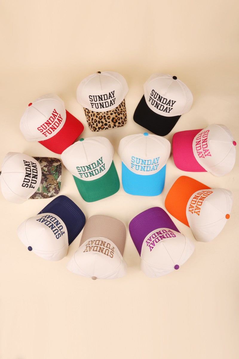 SUNDAY FUNDAY - Two Tone Canvas Cotton Trucker Cap